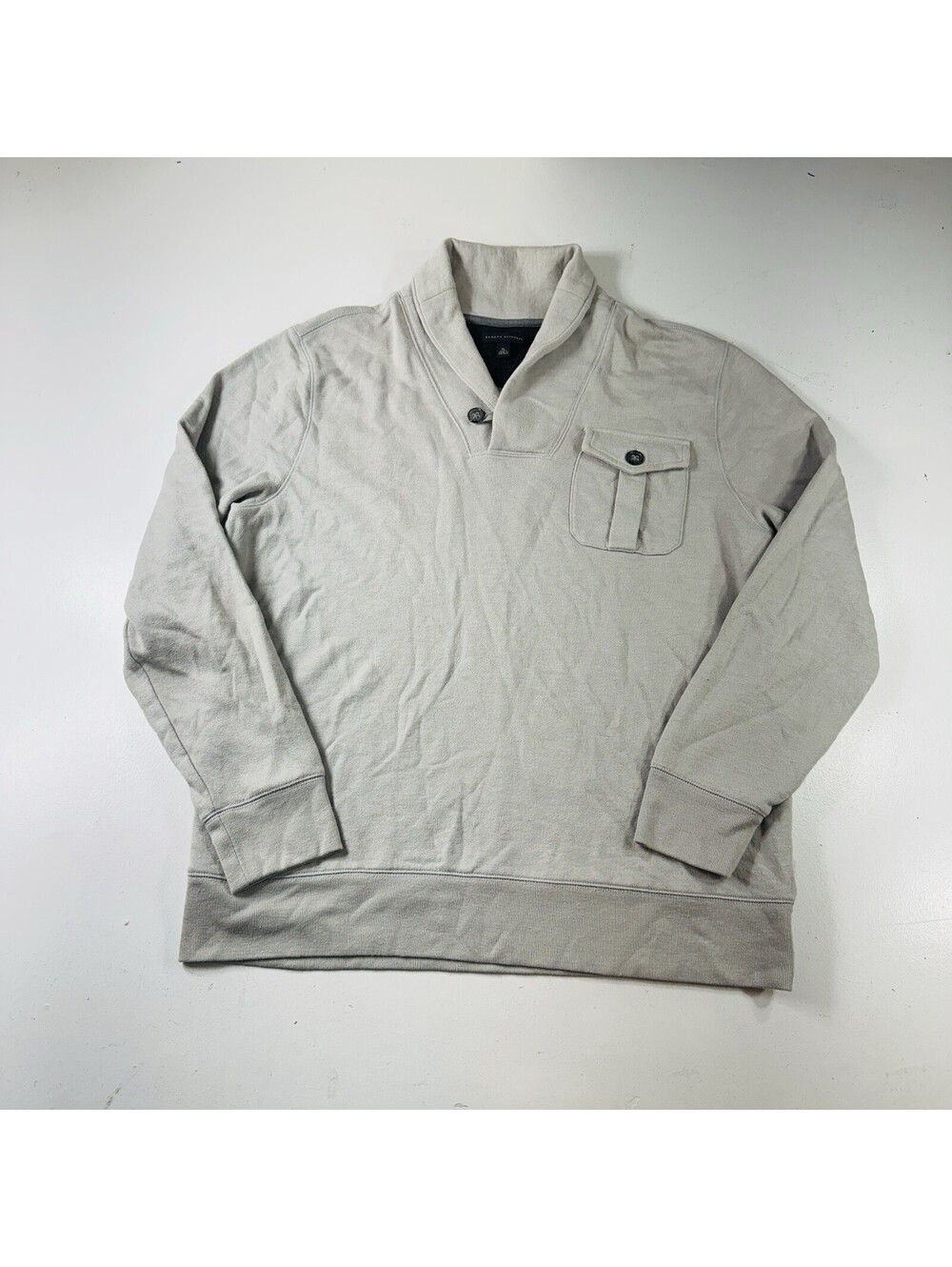 Banana Republic 1/4 Button Sweater Light Gray Mens Size XL
